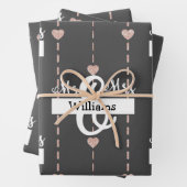 Custom Rose Gold Herzmuster Mr & Mrs. Wedding Geschenkpapier Set (Beispiel)
