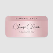 Custom Rose Gold Moderne elegante Typografie Scrip Namensschild (Vorderseite)