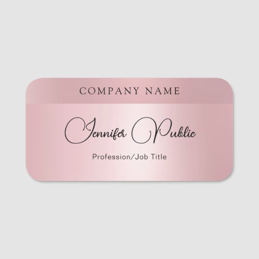 Custom Rose Gold Moderne elegante Typografie Scrip Namensschild (Vorderseite)