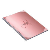 Custom Rose Gold Monogram Elegant Moderne Notizblock (Rechte Seite)