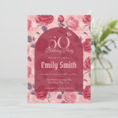 Custom Rose Themed Wife’S Birthday Einladung (Stehend Vorderseite)