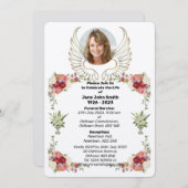 Custom Rose Wings Foto Beerdigung Einladung (Vorne/Hinten)