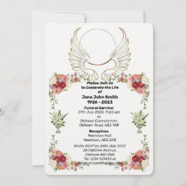 Custom Rose Wings Foto Beerdigung Einladung