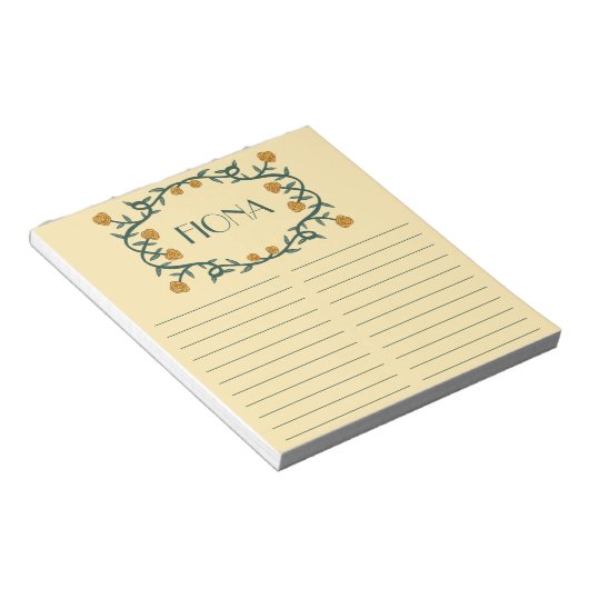 CUSTOM Rose Wreath Lebensmittelgeschäft Anreise Notizblock (angewinkelt)