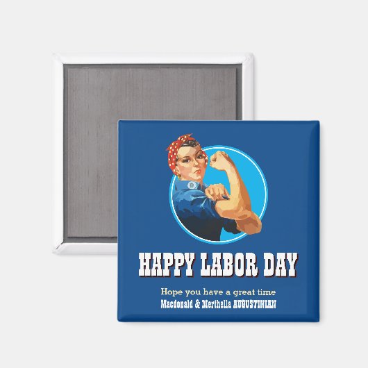 Custom Rosie Riveter HAPPY LABOR DAY Magnet (Vorderseite/Rückseite)