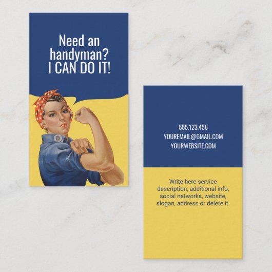 Custom Rosie The Riveter Handyman Handywoman Visitenkarte (Vorne/Hinten)