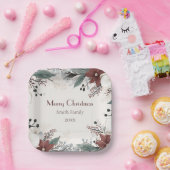 Custom Rot und Weiß Wasserfarbe Blumenfestival Pappteller (Party)