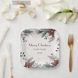 Custom Rot und Weiß Wasserfarbe Blumenfestival Pappteller