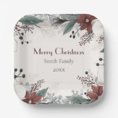 Custom Rot und Weiß Wasserfarbe Blumenfestival Pappteller (Vorderseite)