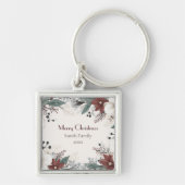 Custom Rot und Weiß Wasserfarbe Blumenfestival Schlüsselanhänger (Vorne)