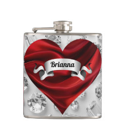 Custom Roter Rose Womens Liquor Vinyl Wrapped Flas Flachmann