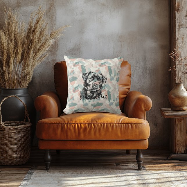 Custom Rottweiler Portrait Pillow Abstraktes Muste Kissen (Von Creator hochgeladen)