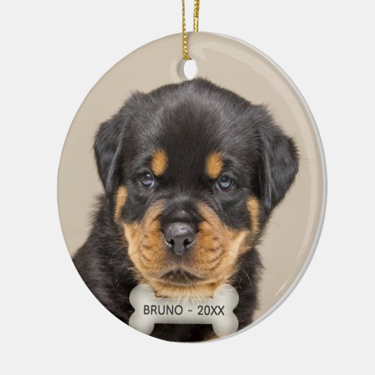 Custom Rottweiler Puppy Dog Foto Keramik Ornament (Links)