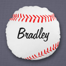 Custom Round Baseball Throw Pillow