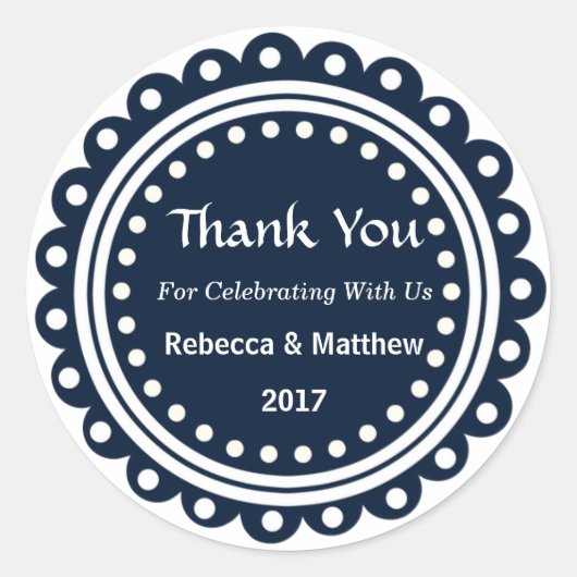 Custom Round Gastgeschenk Hochzeit Danke Stickers (Vorderseite)