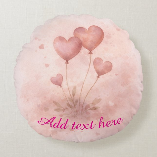 Custom Round Heart Balloon Pillow Rundes Kissen (Vorderseite)