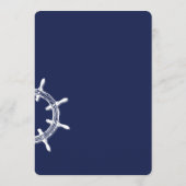 Custom Round Nautical Navy Blue Wedding Menu Wheel Menükarte (Rückseite)