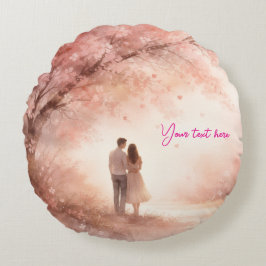Custom Round Pillow – Romantic Couple Design Rundes Kissen