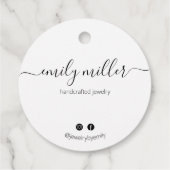 Custom Round White Calligraphy Script Hang Tag Geschenkanhänger (Rückseite)