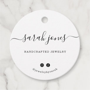Custom Round White Calligraphy Script Hang Tag Geschenkanhänger