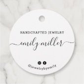 Custom Round White Script Handmade Juwelier Tag Geschenkanhänger (Rückseite)