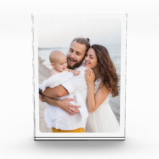 Custom Rounded Corners Photo Family Glass Block (Vorderseite)