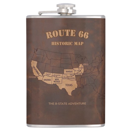 Custom Route 66 Centennial Map Travel Flachmann (Vorderseite)