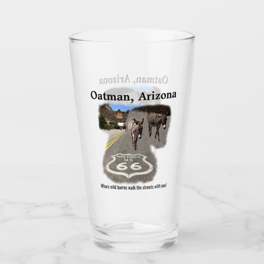 Custom Route 66 Oatman Arizona Burros auf der Stra Glas (Vorderseite)