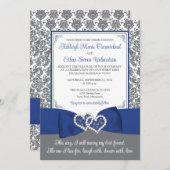 Custom Royal Blue and Gray Wedding Einladung (Vorne/Hinten)