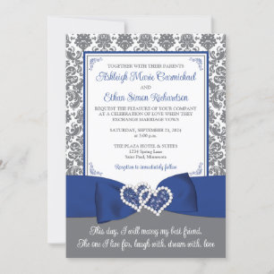 Custom Royal Blue and Gray Wedding Einladung