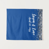 Custom Royal Blue Silver Wedding Foto Booth Prop Wandteppich (Vorderseite (Horizontal))