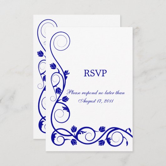 Custom Royal Blue Swirl UAWG / Reply Cards Einladung (Vorne/Hinten)