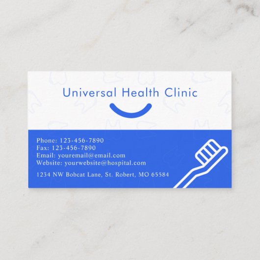 Custom Royal Blue White Dentist Doctors Extravagan Visitenkarte (Rückseite)