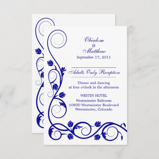 Custom Royal Blue Wirbel Empfang Cards Einladung (Vorne/Hinten)
