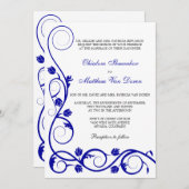 Custom Royal Blue Wirbel Hochzeitseinladung Einladung (Vorne/Hinten)