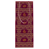 Custom Royal Burgundy & Gold Ornate Luxury Geschenktüte Für Weinflaschen (Rückseite)