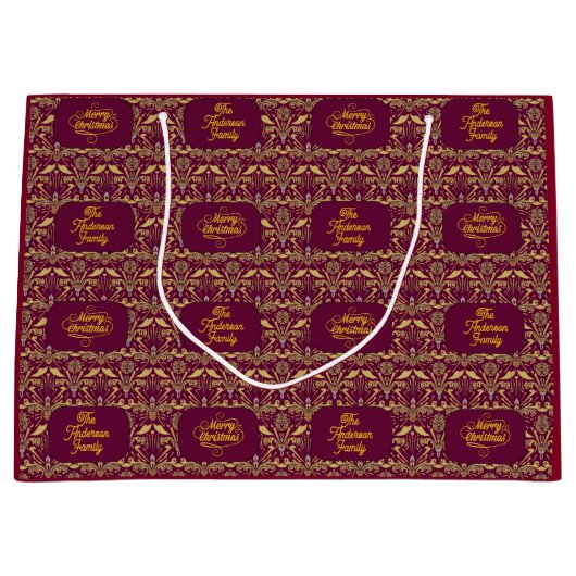 Custom Royal Burgundy & Gold Ornate Luxury Große Geschenktüte (Vorderseite)