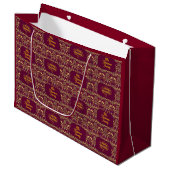 Custom Royal Burgundy & Gold Ornate Luxury Große Geschenktüte (Vorderseite Schrägansicht)