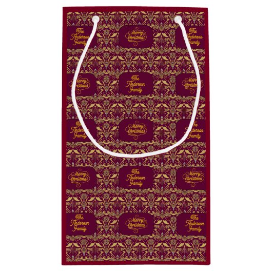 Custom Royal Burgundy & Gold Ornate Luxury Kleine Geschenktüte