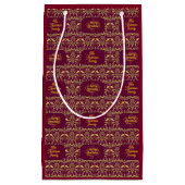Custom Royal Burgundy & Gold Ornate Luxury Kleine Geschenktüte (Vorderseite)