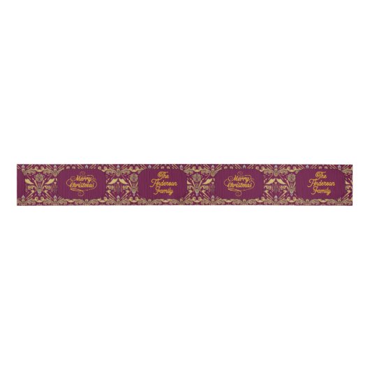 Custom Royal Burgundy & Gold Ornate Luxury Ripsband (Vorderseite)