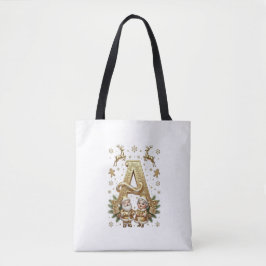 Custom Royal Gold Letter A Luxury Cotton Tote Bag Tasche