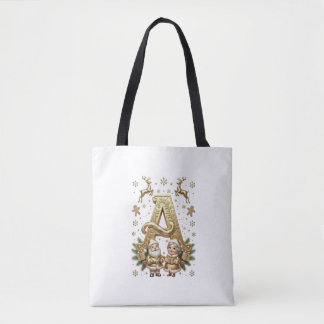 Custom Royal Gold Letter A Luxury Cotton Tote Bag Tasche