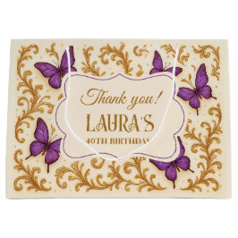 Custom Royal Gold Lila Butterfly Geburtstag Große Geschenktüte