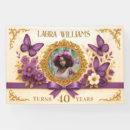 Custom Royal Gold Lila Butterfly Geburtstagsparty Banner