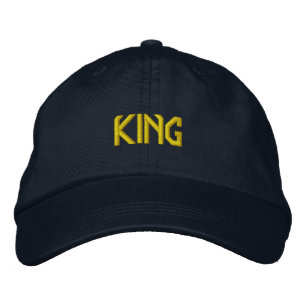 Custom Royal KING Text Navy-Adjustable-Hat-Elegant Bestickte Baseballkappe