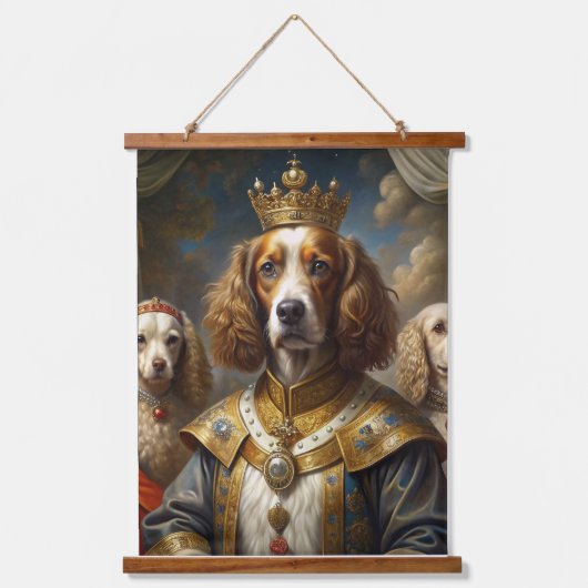 Custom Royal Pet Portrait Noble Digitale Kunst Wandteppich Mit Holzrahmen (Vorderseite)