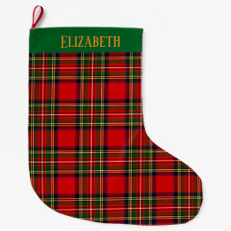Custom Royal Stewart Clan Tartan Plaid Name Großer Weihnachtsstrumpf