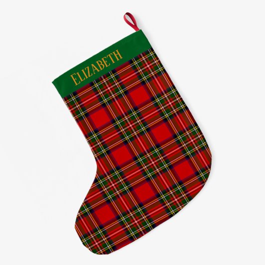 Custom Royal Stewart Clan Tartan Plaid Name Großer Weihnachtsstrumpf (Rückseite (Hängend))
