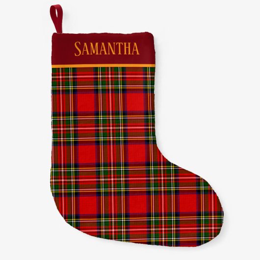 Custom Royal Stewart Clan Tartan Plaid Name Kleiner Weihnachtsstrumpf (Vorderseite)